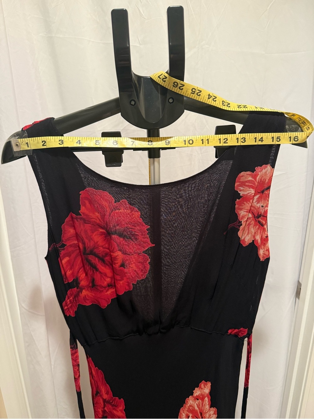 Nostalgia Vintage Y2K Black Floral Maxi Dress with Red Bloom Print - Picture 4 of 15